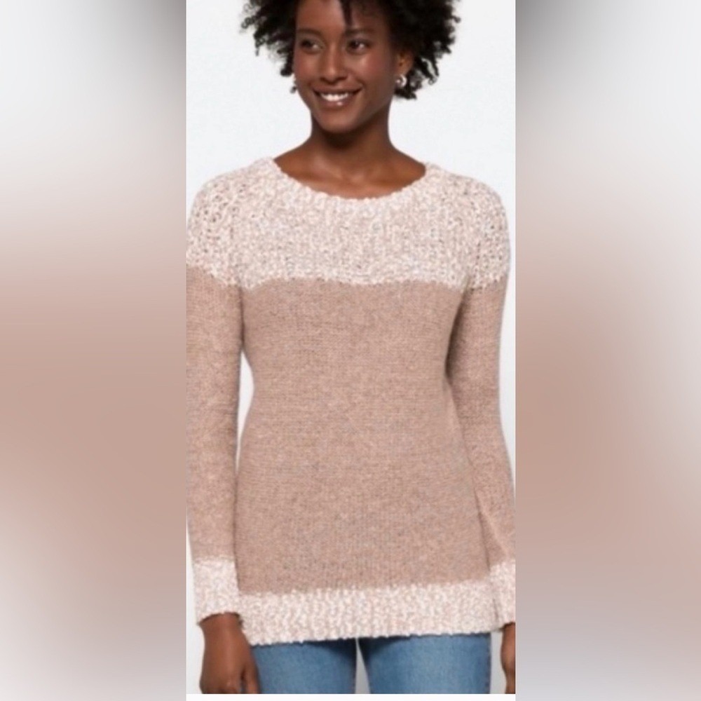 FATE Women's Sweater Knit Crewneck Long Sleeve Beige‎ Tan Speckled Size S